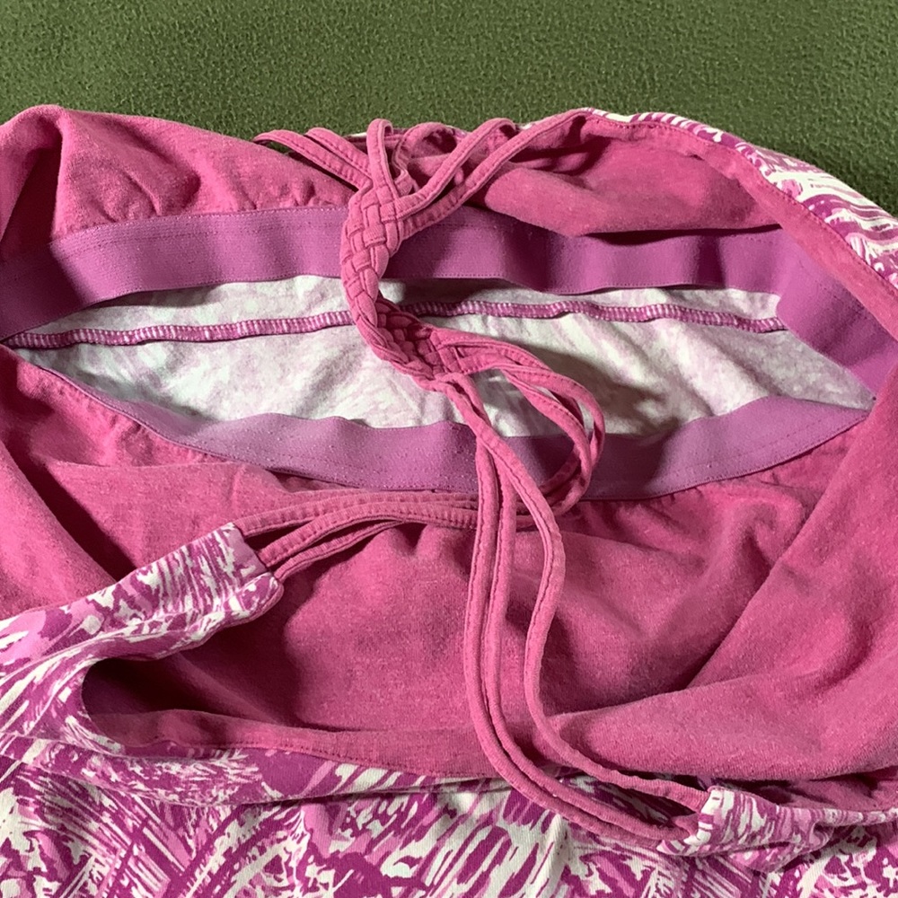 bloom pink, purple and white workout top.  Braided racer back.  Size XL. - Picture 6 of 6